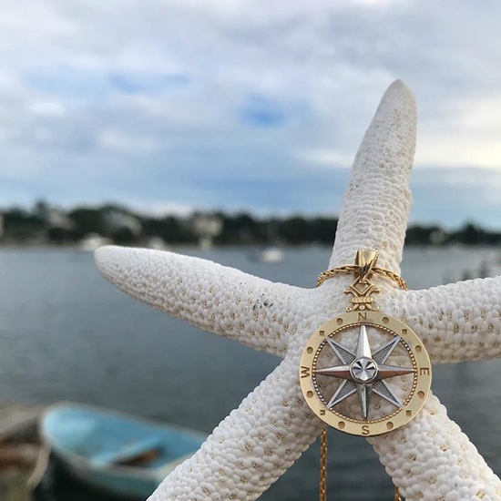 14k Gold Compass Rose Necklace