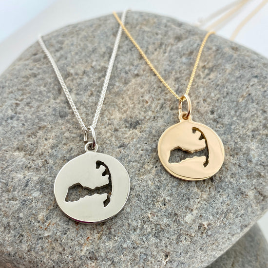 Cape Cod Map Cut-Out Disc Necklace