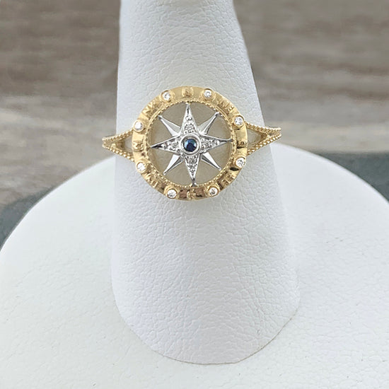 Diamond + Sapphire Compass Ring