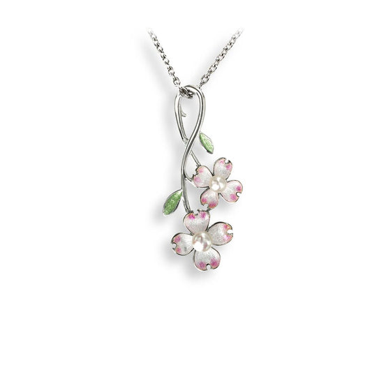 White Enamel + Pearl Dogwood Necklace