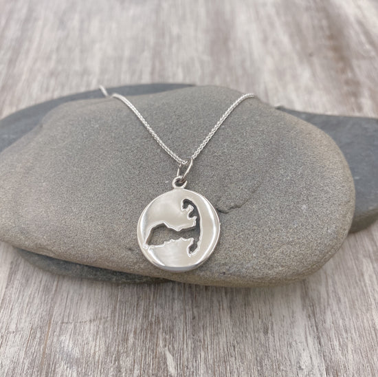 Cape Cod Map Cut-Out Disc Necklace