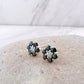 Sapphire + Diamond Flower Stud Earrings