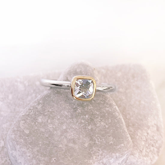 Two Tone Aquamarine Ring