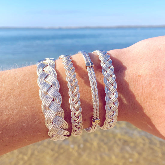 Sterling Silver Braided Nautical Rope Bracelet (3 Strand)
