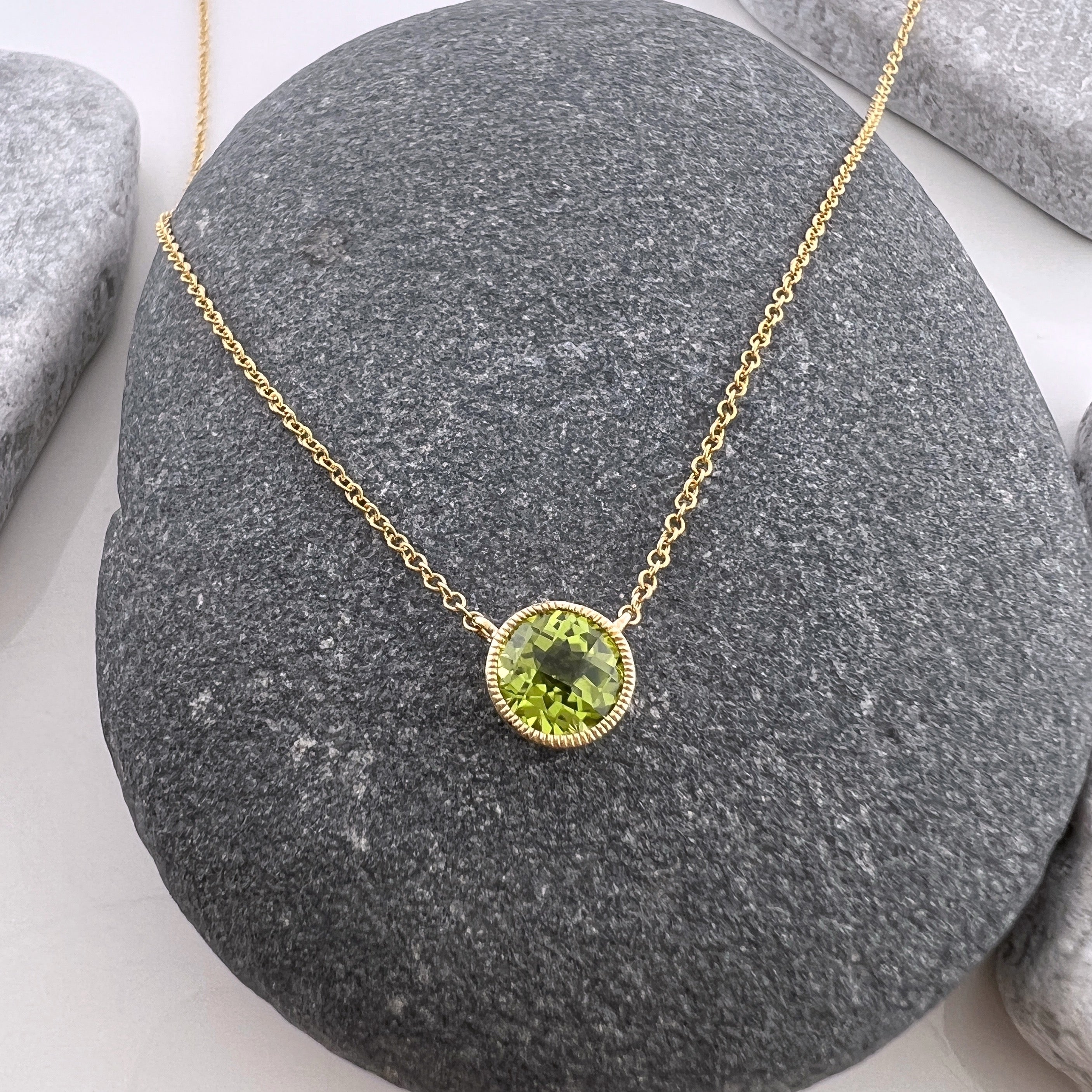 HAPPY JEWELLERY Peridot necklace, necklace for women, birthstone necklace,  gold or silver necklace, tiny necklace, custom