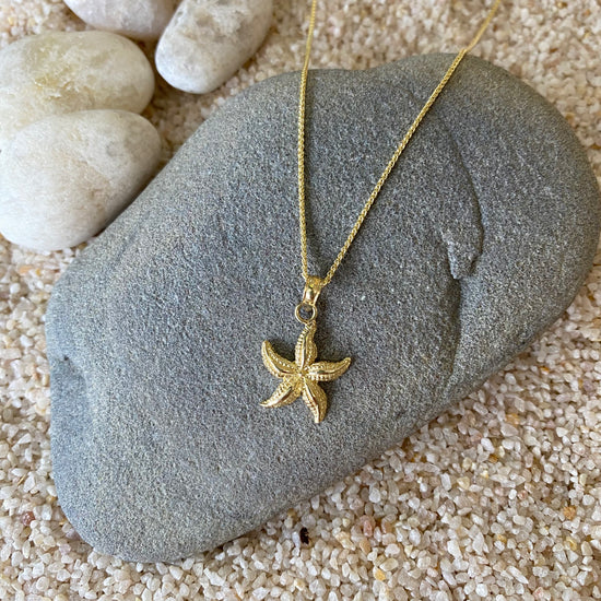 14K Gold Swimming Starfish Necklace