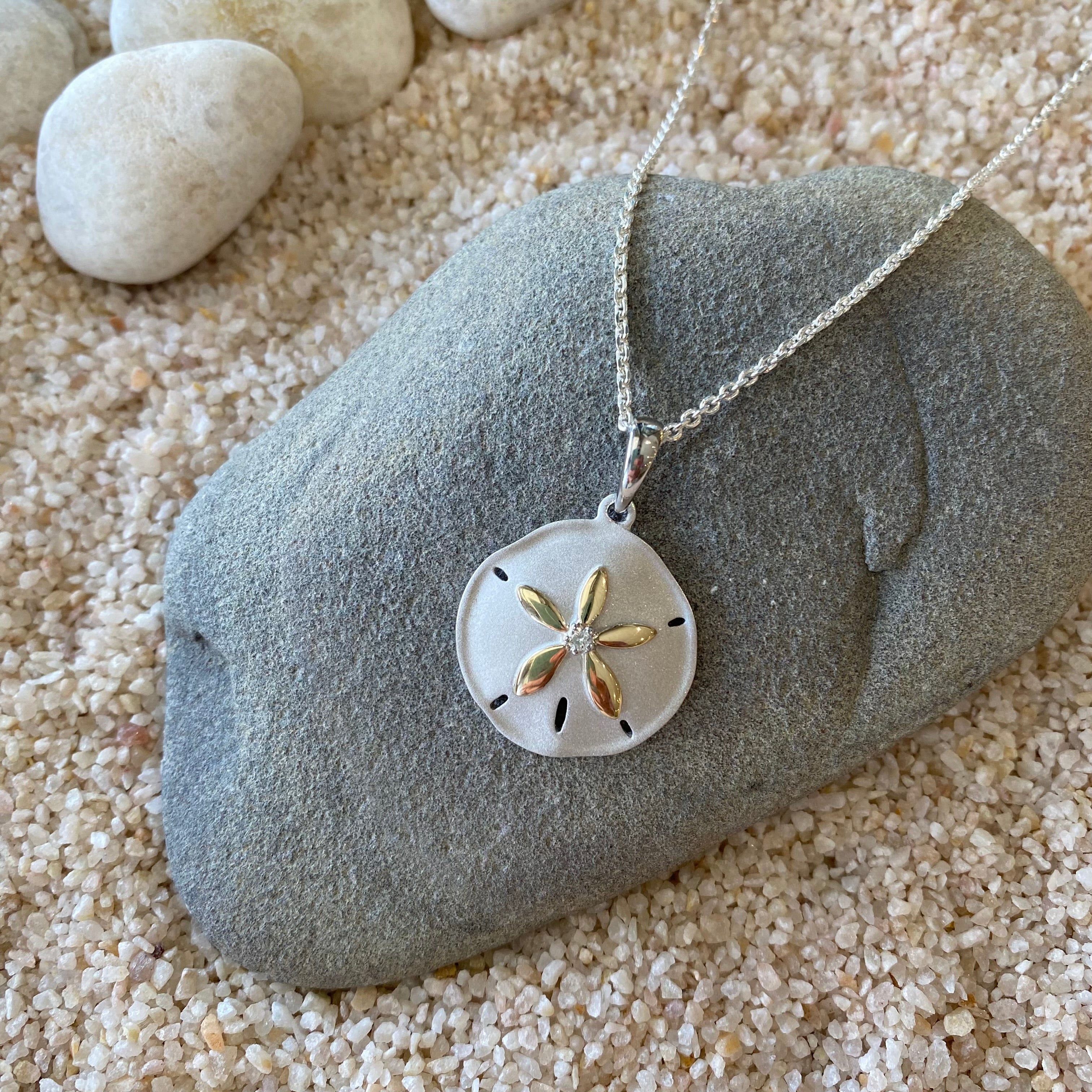 Simple Real Sand Dollar Necklace (Published in Belle Armoire Jewelry  magazine) - The Sea is Calling - Catalog - Down In The Delta, LLC