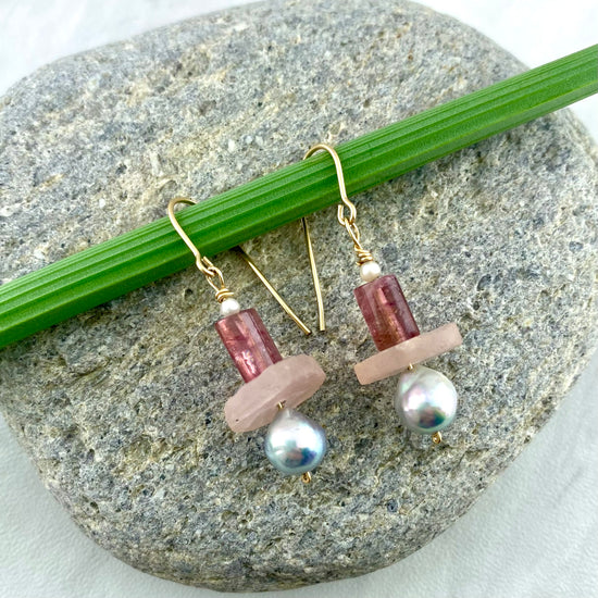 Pearl & Gem Collage Earrings