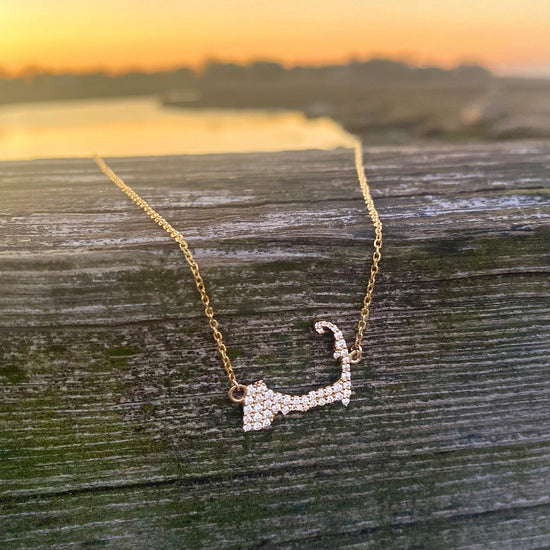 Diamond Cape Cod Map Necklace