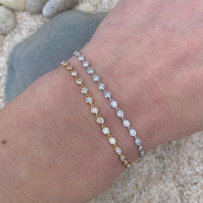 14k Gold Bezel Set Diamond Link Bracelet