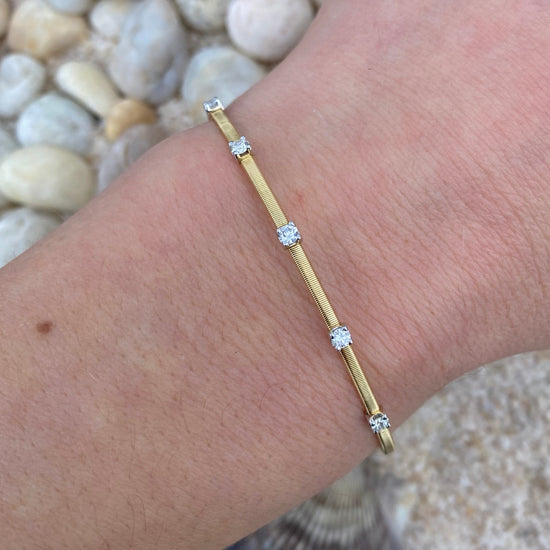 14k Gold + Diamond Flat Cable Bracelet