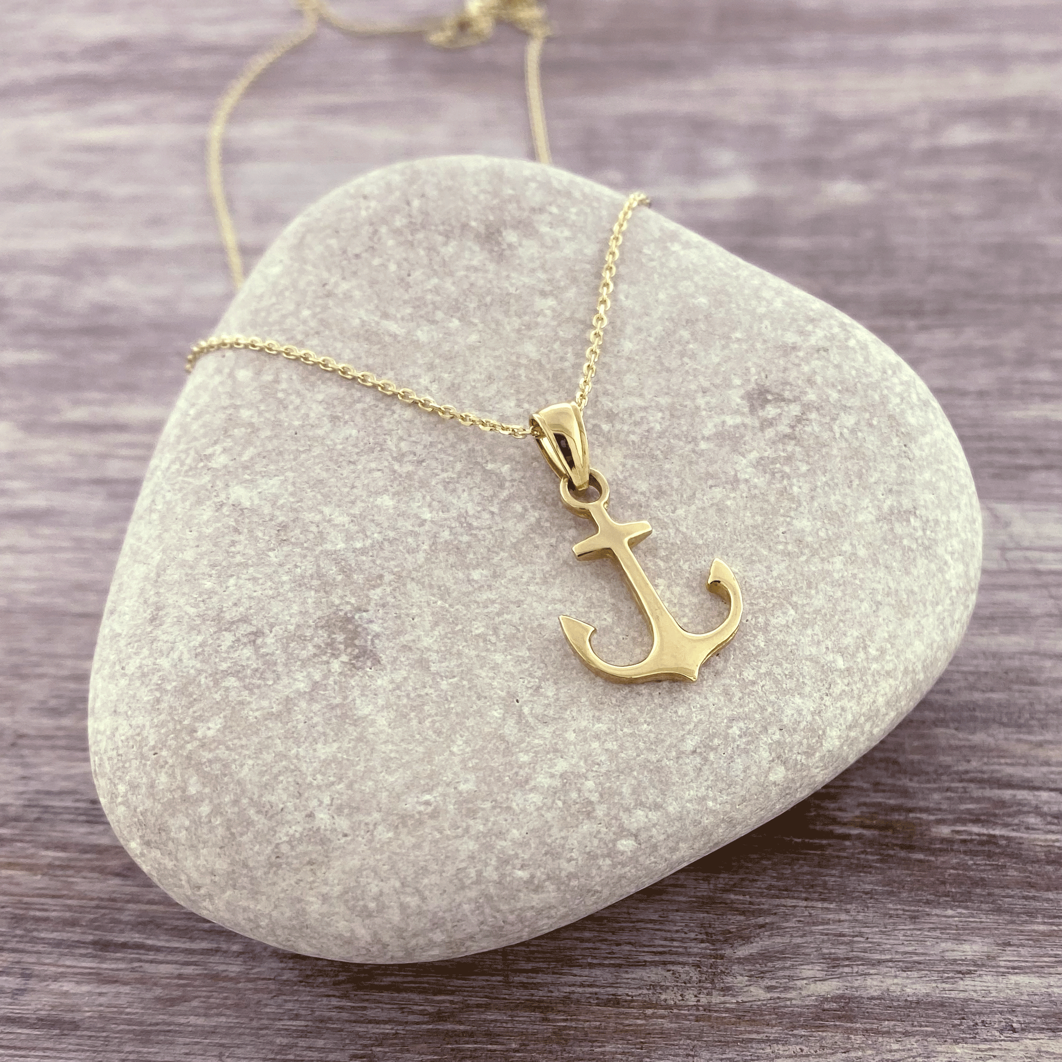 Anchor necklace, gold anchor necklace with a black wax cord, gold pendant.  gift for her, gold necklace, nautical jewelry, anchor charm – Shani & Adi  Jewelry