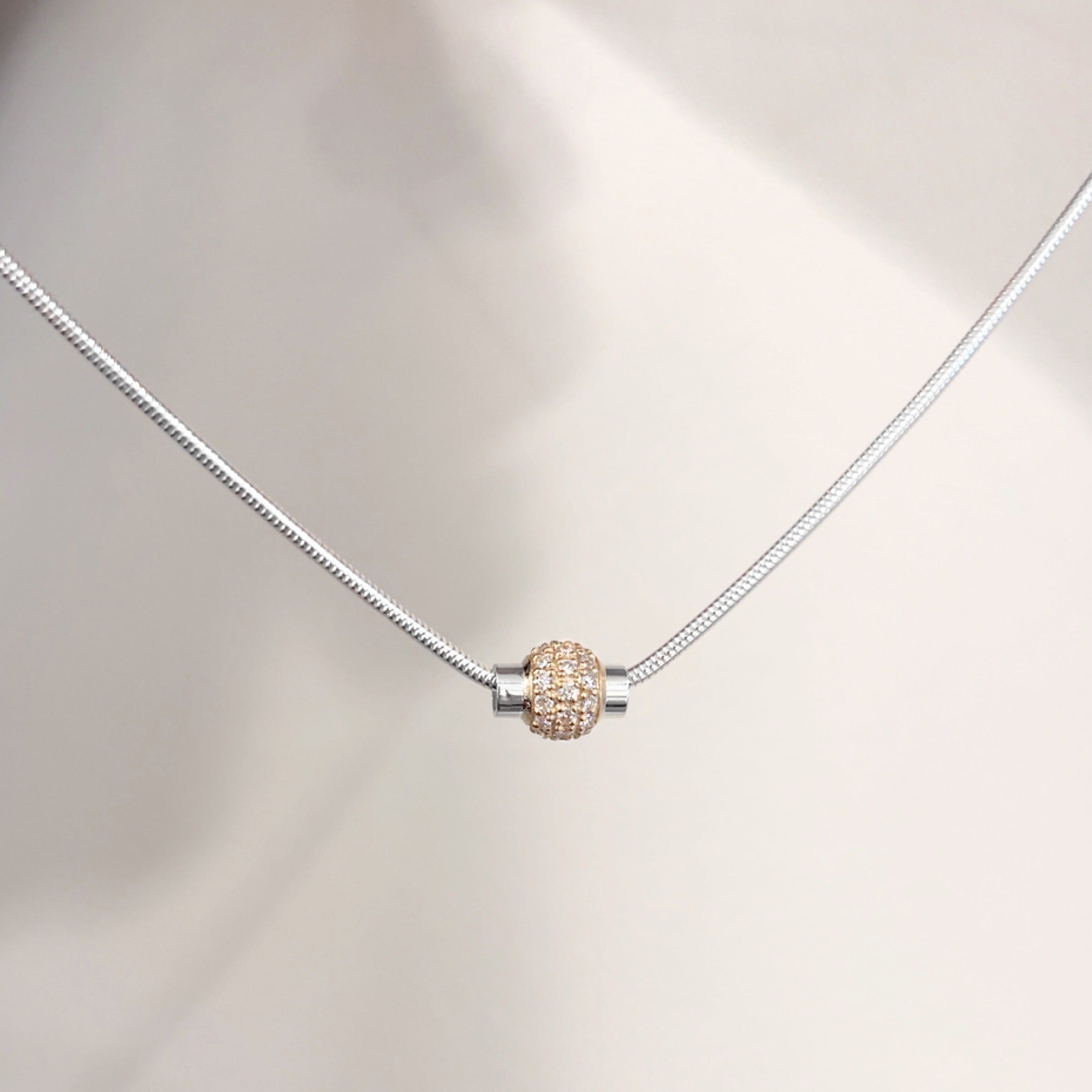 Solitaire Diamond Ball Necklace in 14K Gold - Michelle Chang