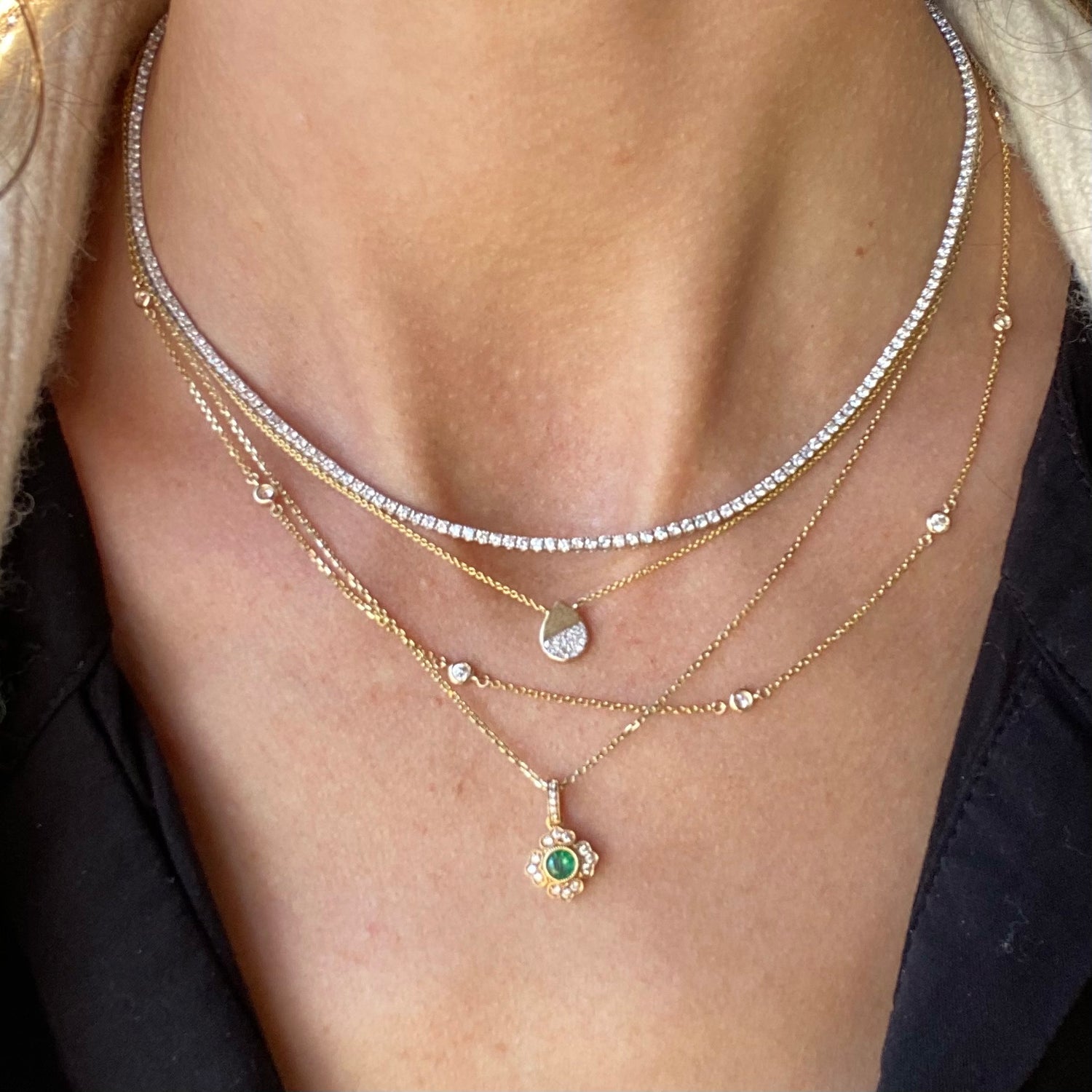 Gold and diamond station necklace Clearance