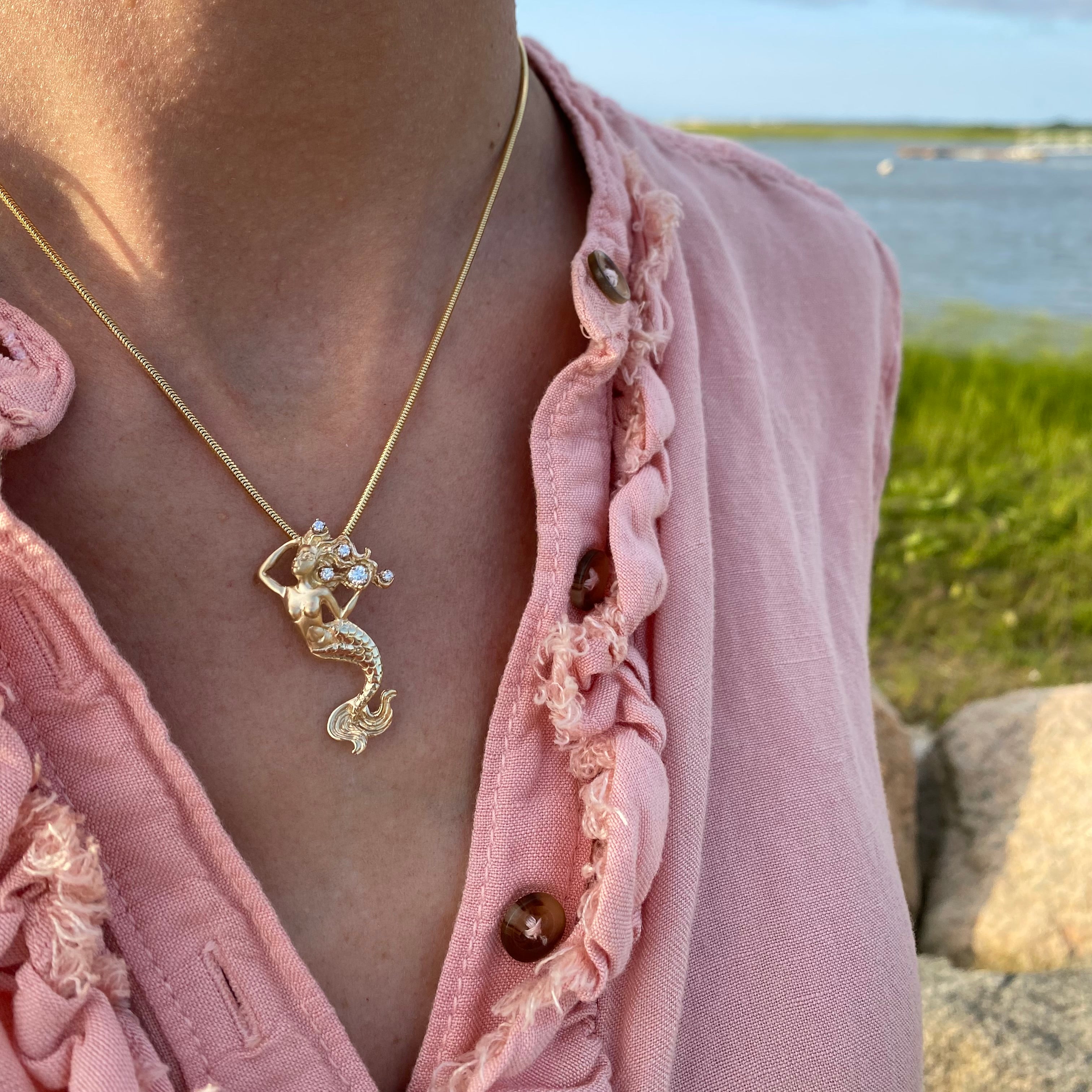 Magical Ocean MERMAID Water Fairy Rhinestone Pearl Necklace Pendant Brooch  Blue | eBay