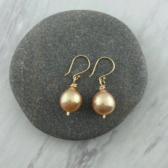 Peach Pearl Drop Earrings