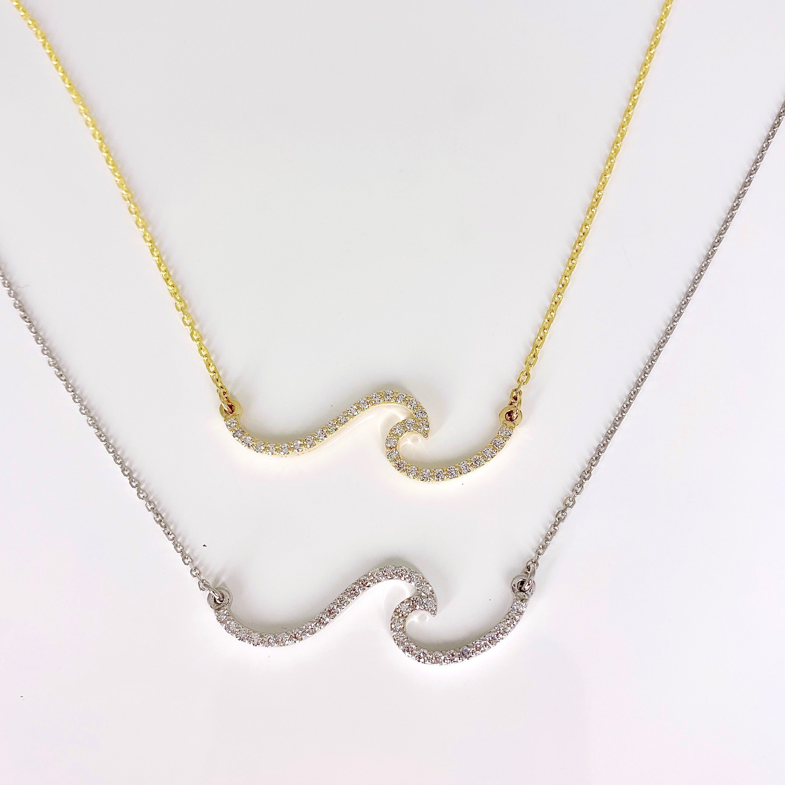 14k Gold + Diamond Ocean Wave Necklace – Cape Cod Jewelers