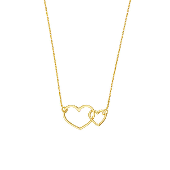 14k Gold Linked Hearts Necklace