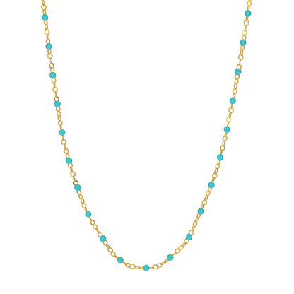 14k Gold Enamel Beaded Necklace