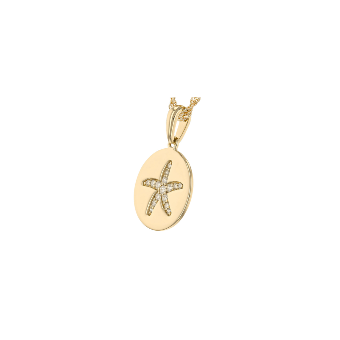 14k Gold + Diamond Starfish Medallion Charm Necklace – Cape Cod 14k Gold + Diamond Starfish Medallion Charm Necklace – Cape Cod