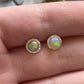 Opal + Diamond Halo Stud Earrings