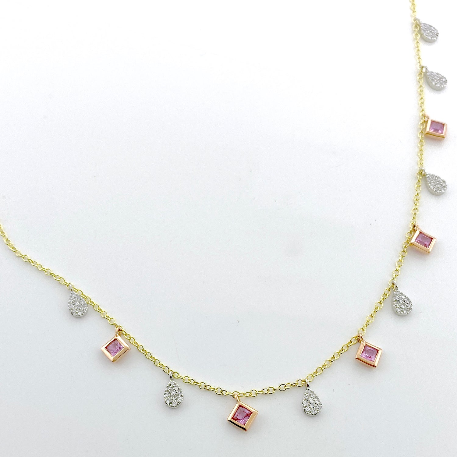 Pink Sapphire and Diamond Necklace