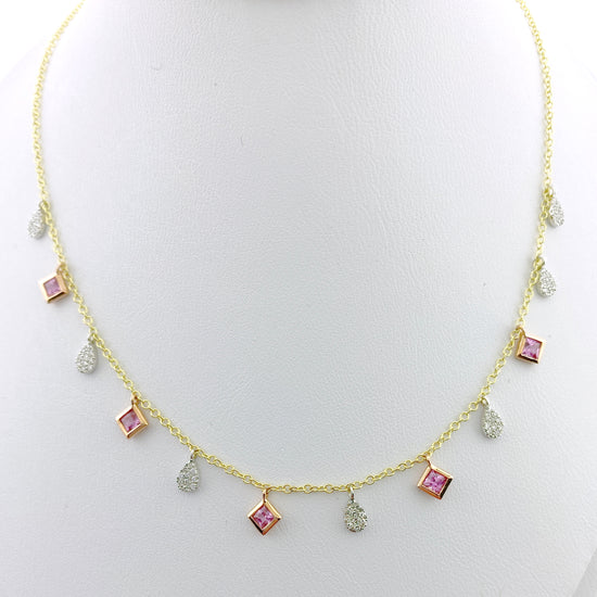 Pink Sapphire and Diamond Necklace | by Meira T