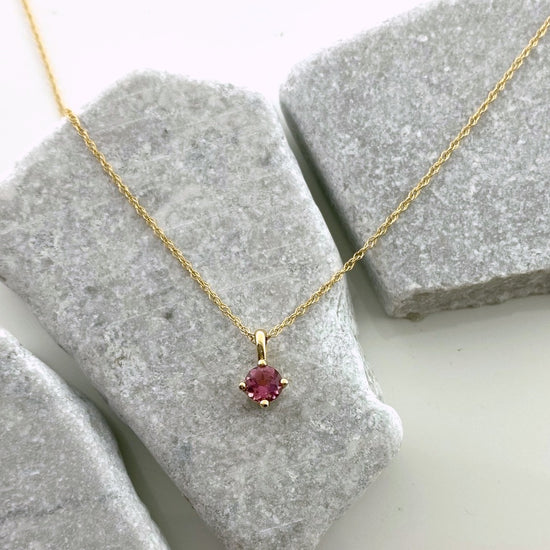 14k Gold Petite Pink Tourmaline Necklace