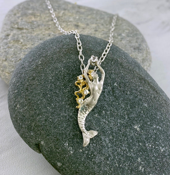 Two Tone Diving Mermaid Pendant