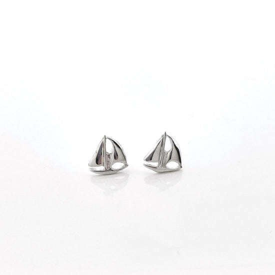 Sterling Silver Sail Boat Stud Earrings