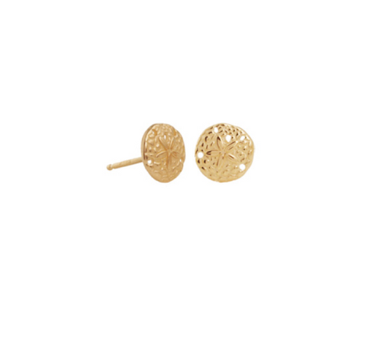 14k Gold Petite Sand Dollar Stud Earrings