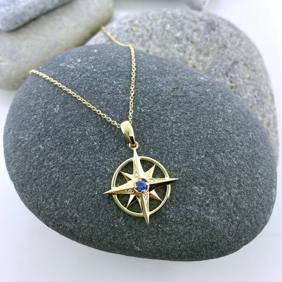 Sapphire Starburst Compass Rose Necklace