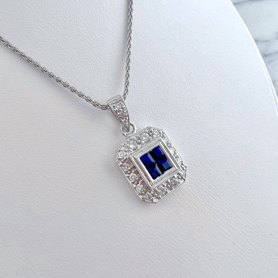 Sapphire Cluster Necklace