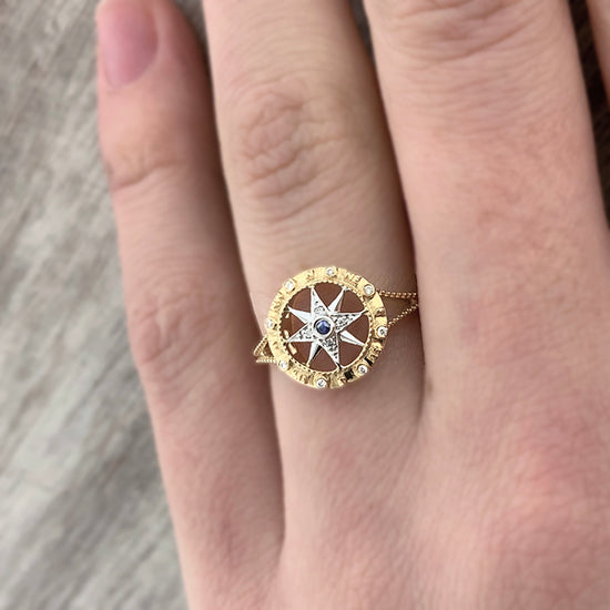 Diamond + Sapphire Compass Ring