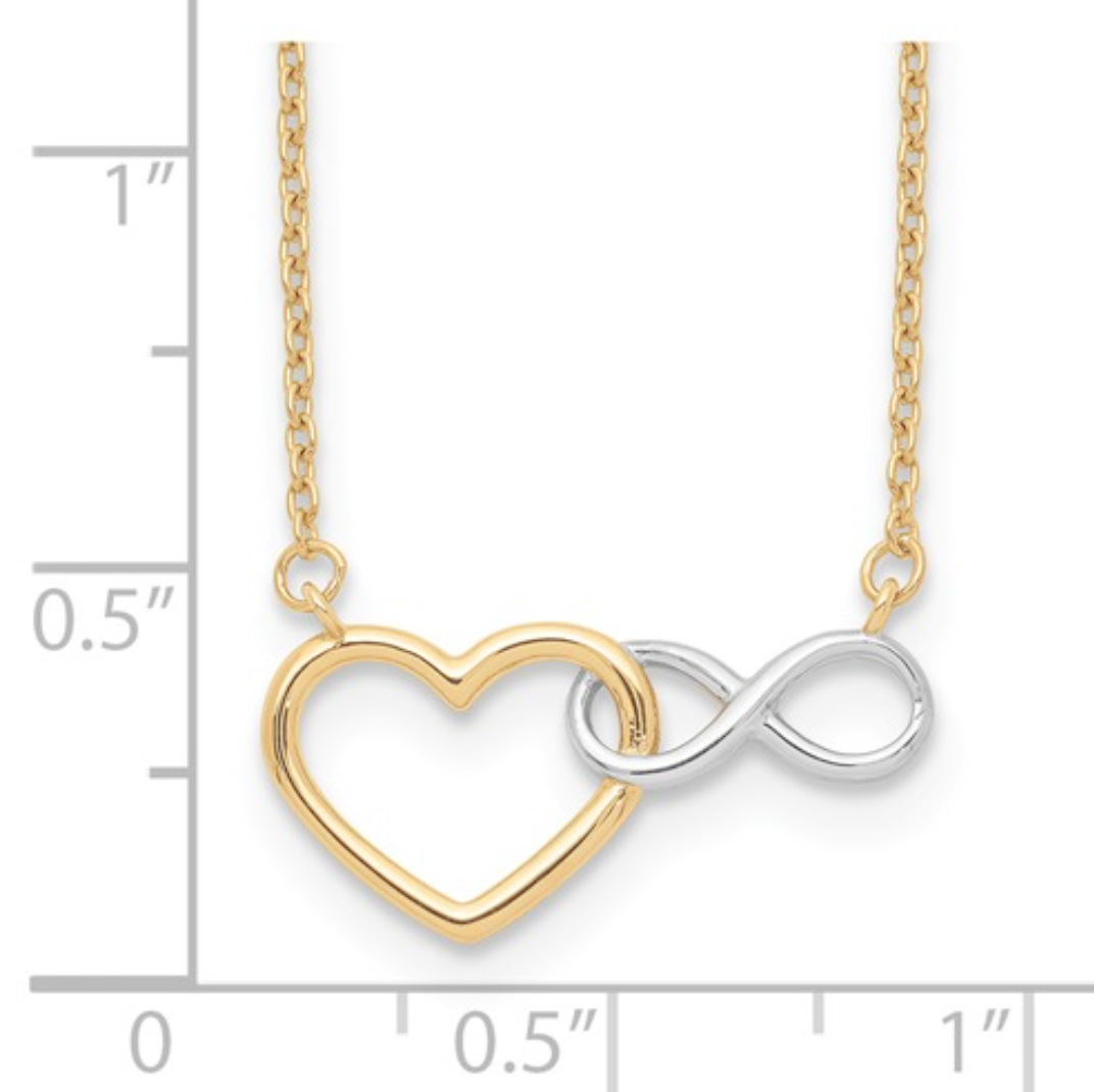 14k Rose Gold Two-Tone Heart Infinity Necklace