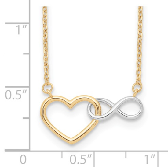 Two Tone Heart + Infinity Necklace