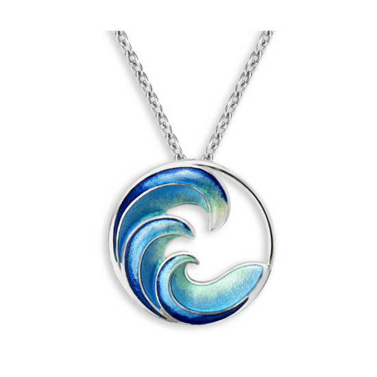 Turquoise Ocean Waves Enamel Necklace