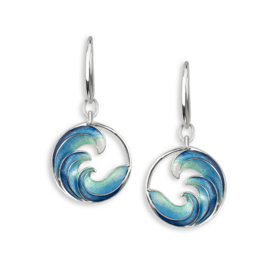 Turquoise Ocean Waves Enamel Wire Earrings