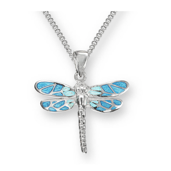 Blue Enamel Dragonfly Necklace