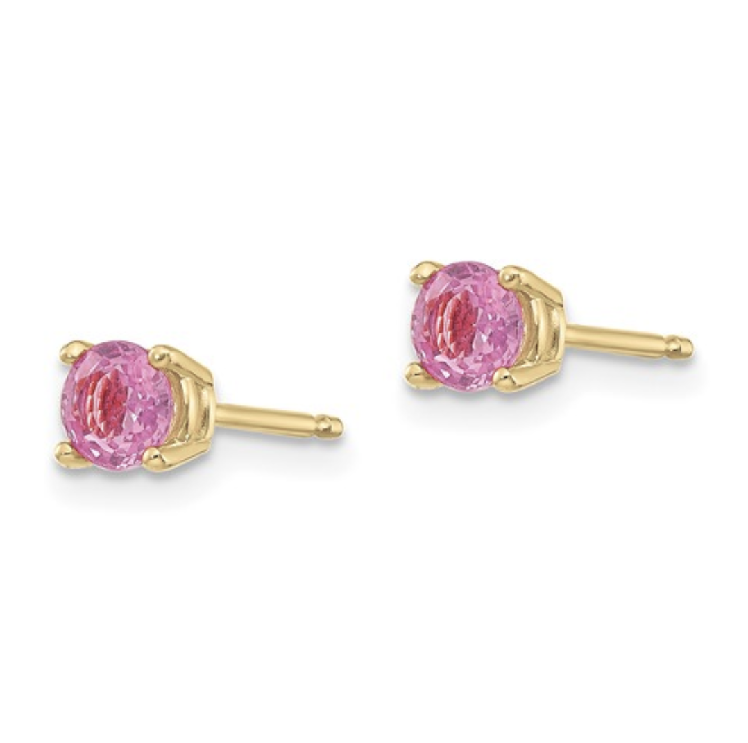 Birthstone Stud Earrings in 14K Gold or 14K White Gold - Pink Sapphire