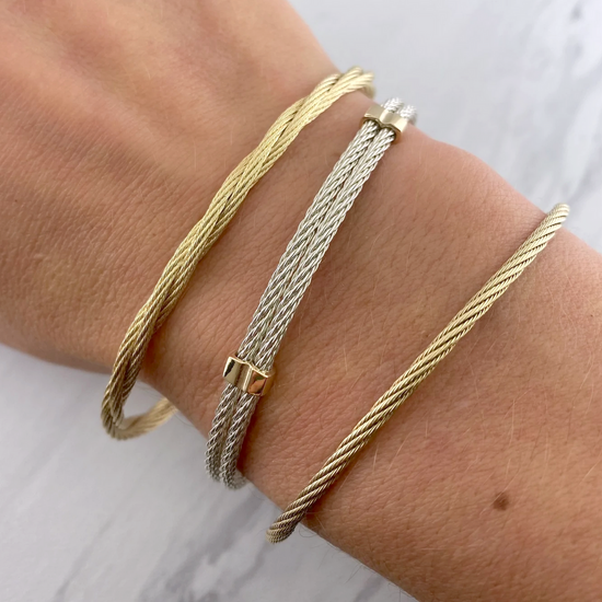 Two Tone Double Cable Bracelet