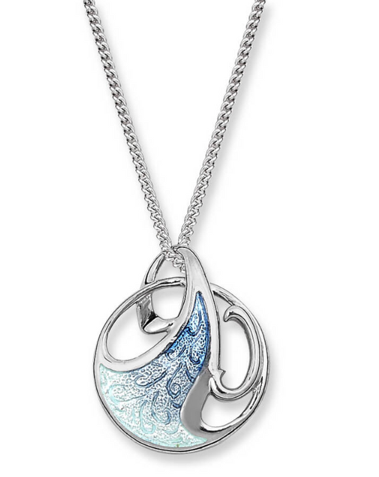 Blue Vitreous Enamel Ocean Wave Necklace