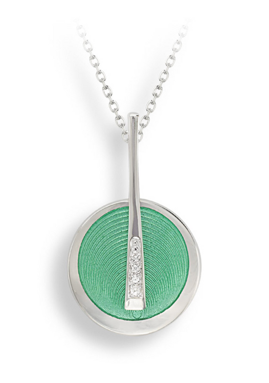 Green Enamel + Diamond Art Deco Necklace