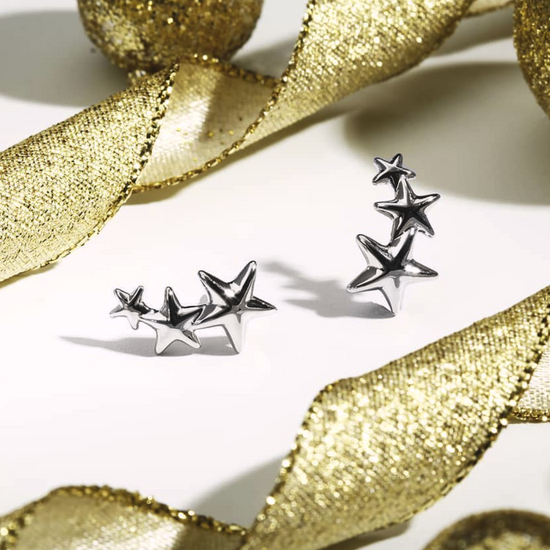 Sterling Silver Shooting Star Stud Earrings