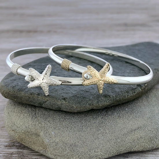 Handmade Cape Cod Hook Bracelet in Sterling Silver and Rhodium Gold Accents. Michael's in Provincetown, Ma.. Next Day