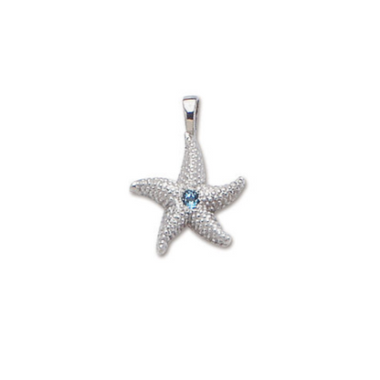 Sterling Silver Starfish Necklace with Blue Topaz