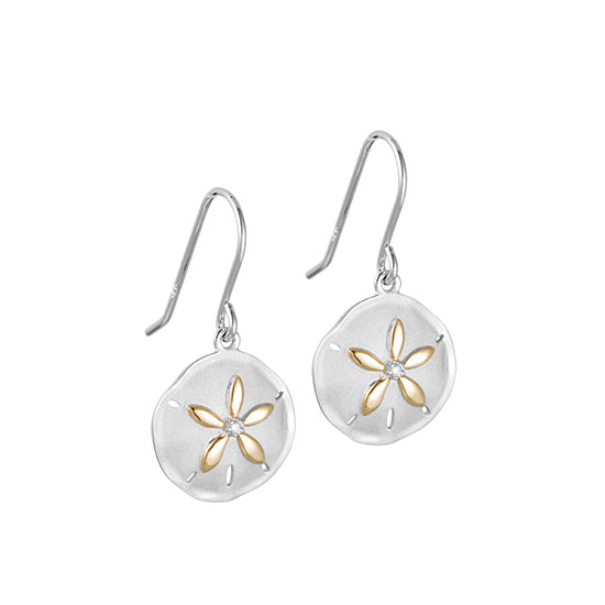 Two Tone Sand Dollar Drop Earrings
