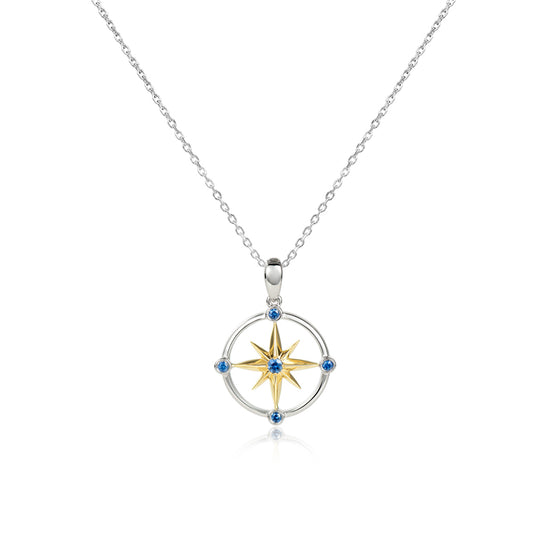 Two Tone Sapphire Compass Pendant