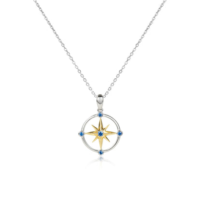 Two Tone Sapphire Compass Pendant