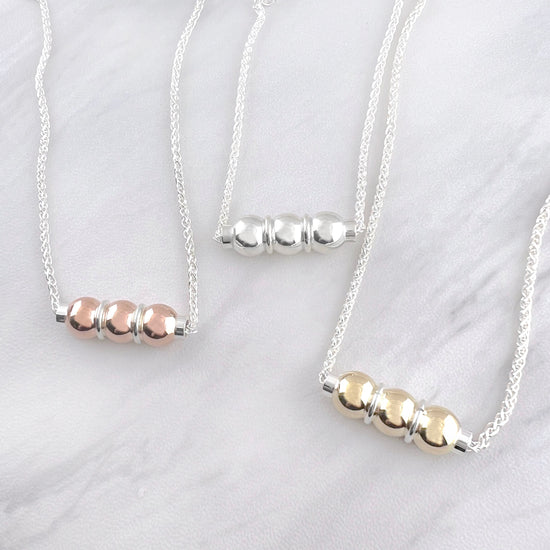 Cape Cod Triple Ball Wheat Chain Necklace